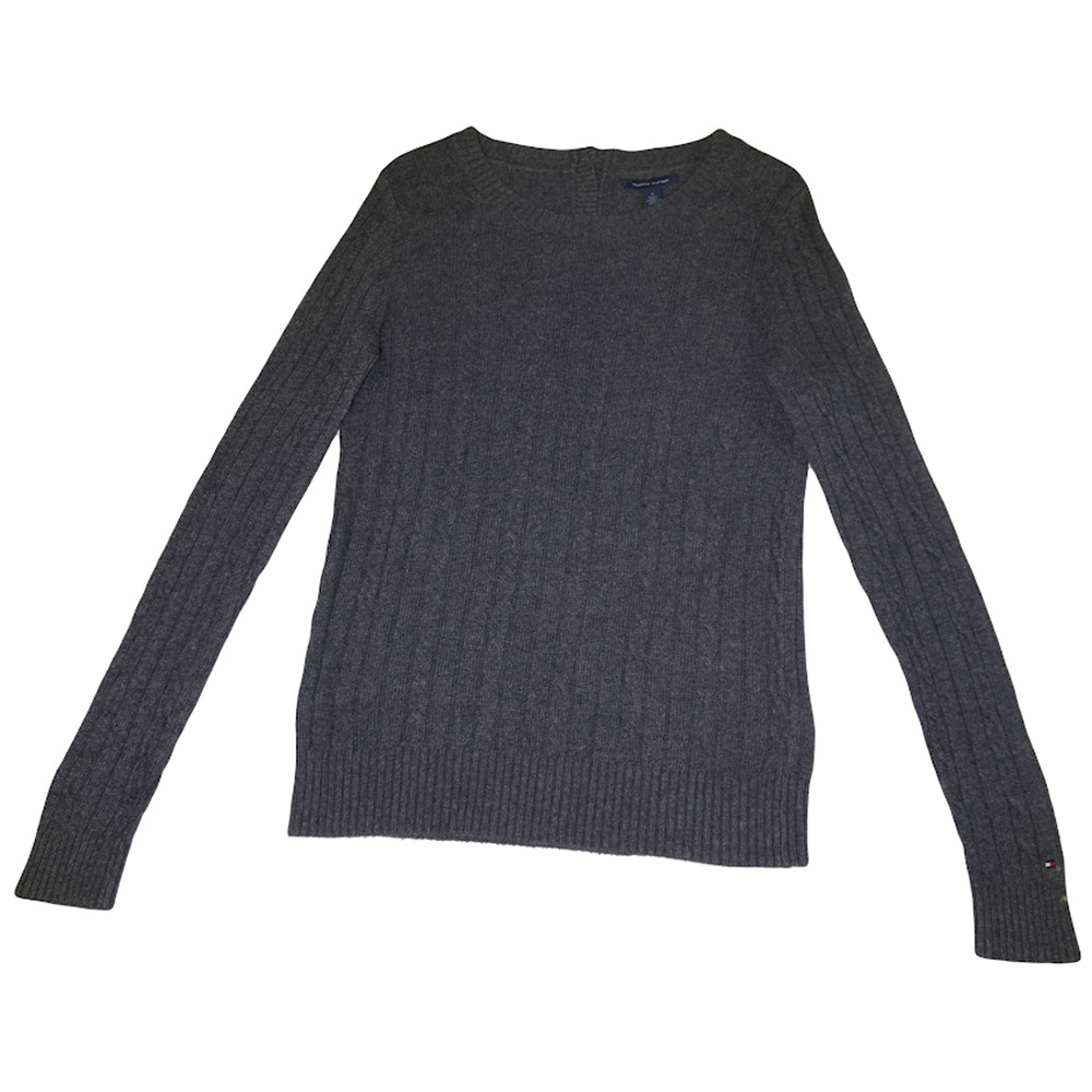Tommy Hilfiger Women’s Grey Cable Knit Long Sleeve Sweater Size Medium Buttons